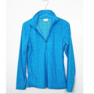 Women's Columbia Blue 1/2 Zip Mock Neck Polyester Pullover Small